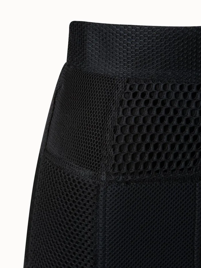 Techno Grid Patchwork Maxi Skirt Black Women Akris Skirts