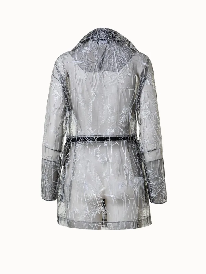 Techno Tulle Parka With Croquis Embroidery Blackecru Women Akris Jackets