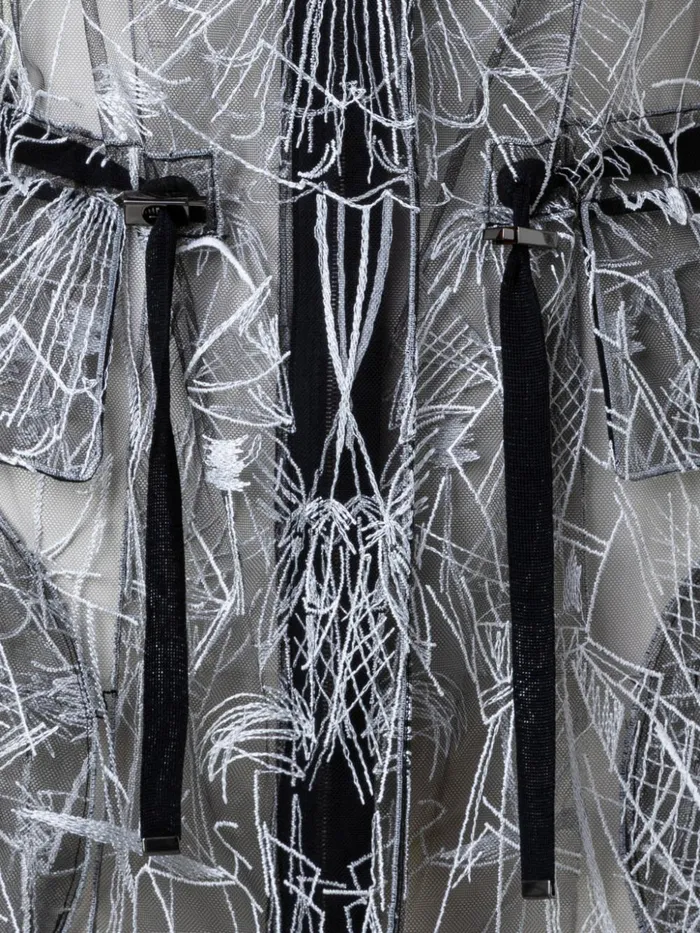 Techno Tulle Parka With Croquis Embroidery Blackecru Women Akris Jackets