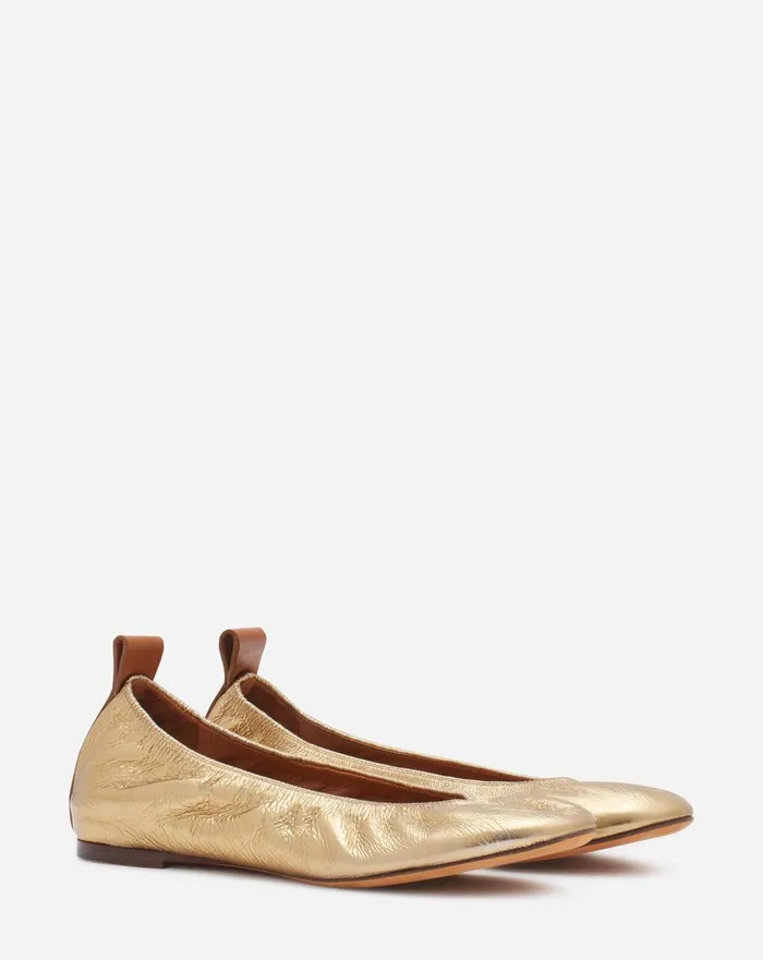 The Ballerina Flat In Metallic Leather Gold Women Lanvin Loafers The Ballerina Flat In Metallic Leather Gold Women Lanvin Loafers