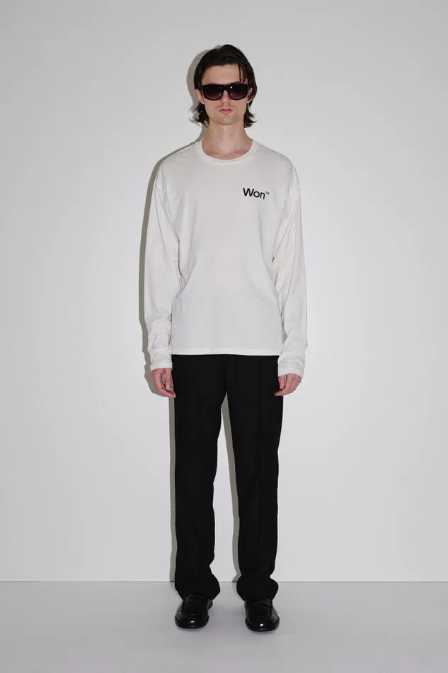 The Staff Tee LS M 8211 White Men Won Hundred Tshirts and Tops