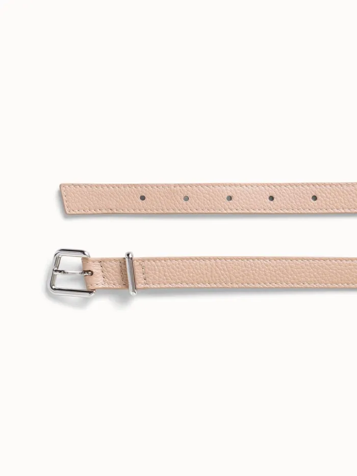 Thin Leather Trapezoid Buckle Belt Sand Women Akris Belts