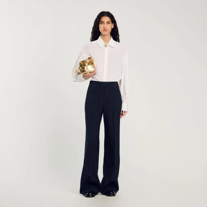 Tops and Shirts Women SANDRO Floaty Silk Shirt White