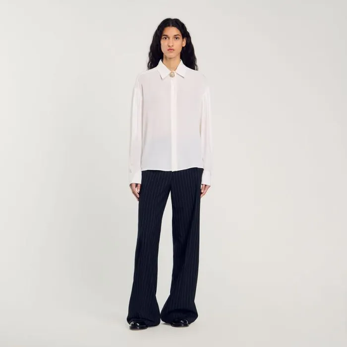 Tops and Shirts Women SANDRO Floaty Silk Shirt White