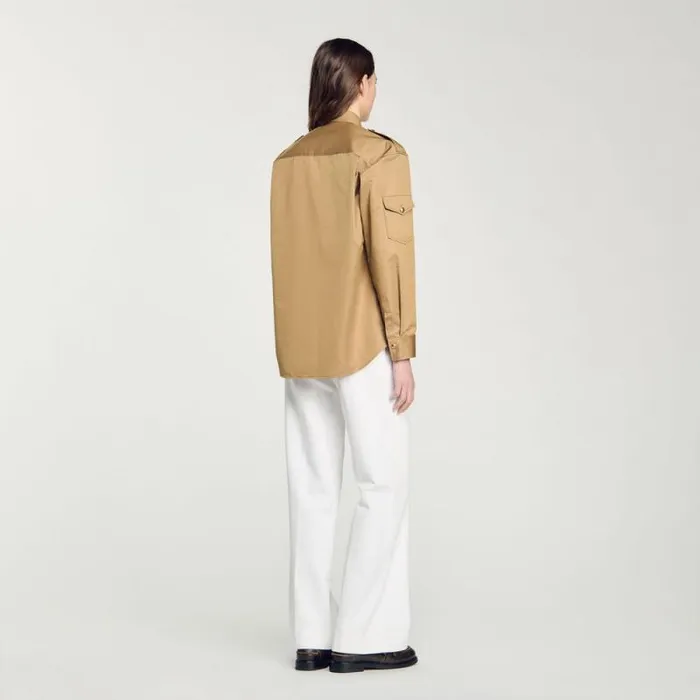 Tops and Shirts Women SANDRO Pocket Shirt Camel