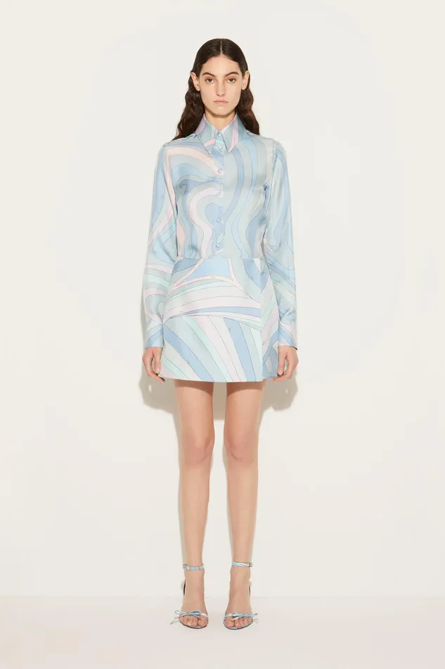 Tops And Shirts Women PUCCI MarmoPrint SilkTwill Shirt