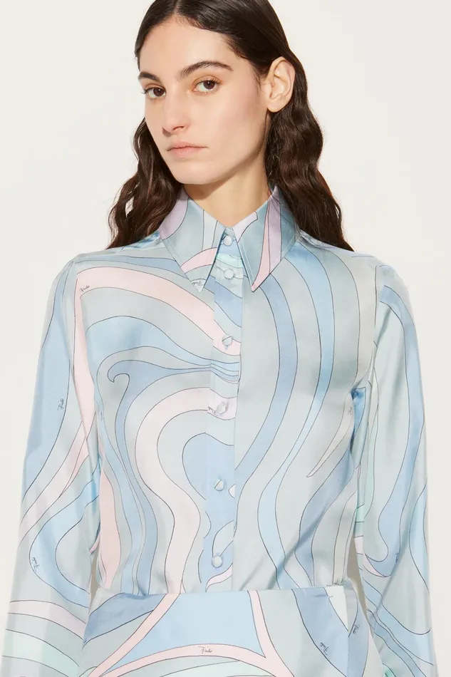 Tops And Shirts Women PUCCI MarmoPrint SilkTwill Shirt