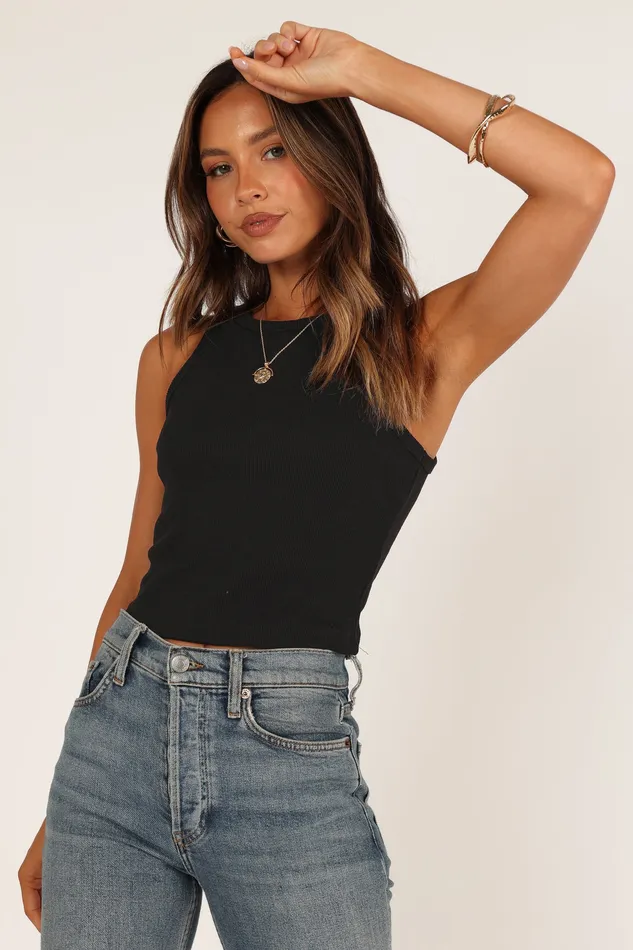Tops Ari Ribbed Tank Top 8211 Black Black 8211 petalandpup Women