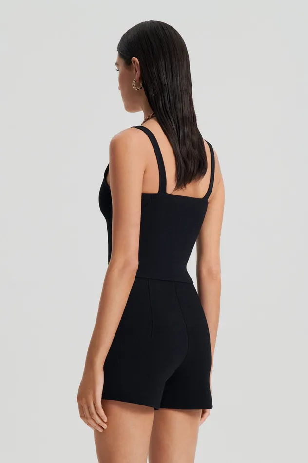 Tops CREPE KNIT SQUARE CAMISOLE BLACK Scanlan Theodore Women