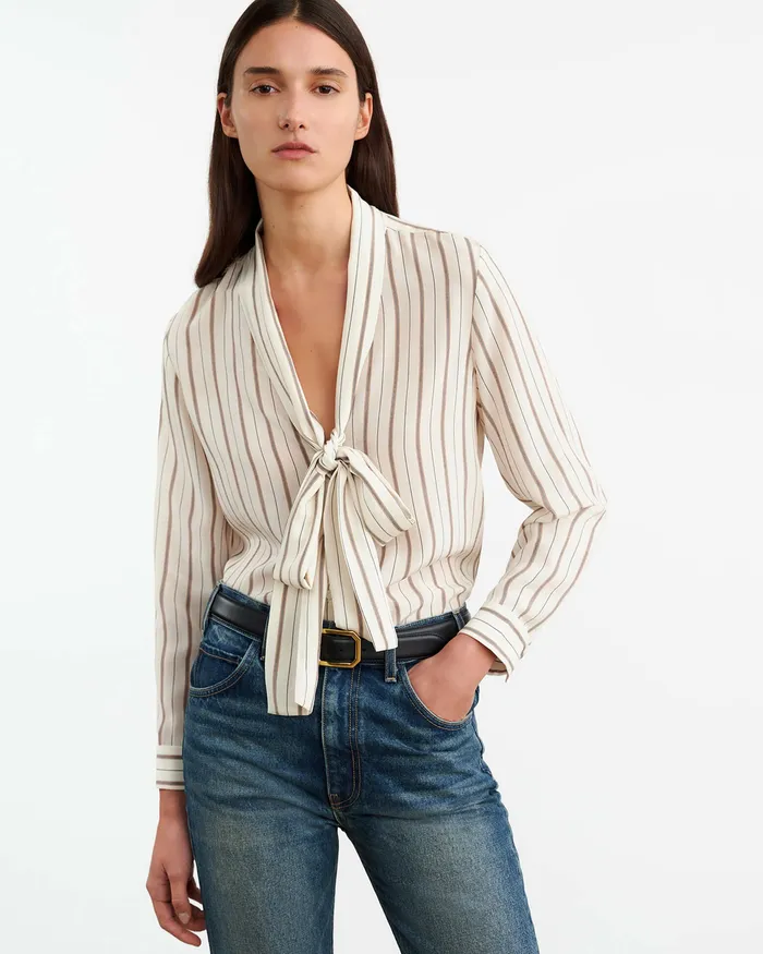 Tops Women ANGELIQUE SILK BLOUSE Brandy Stripes Nili Lotan