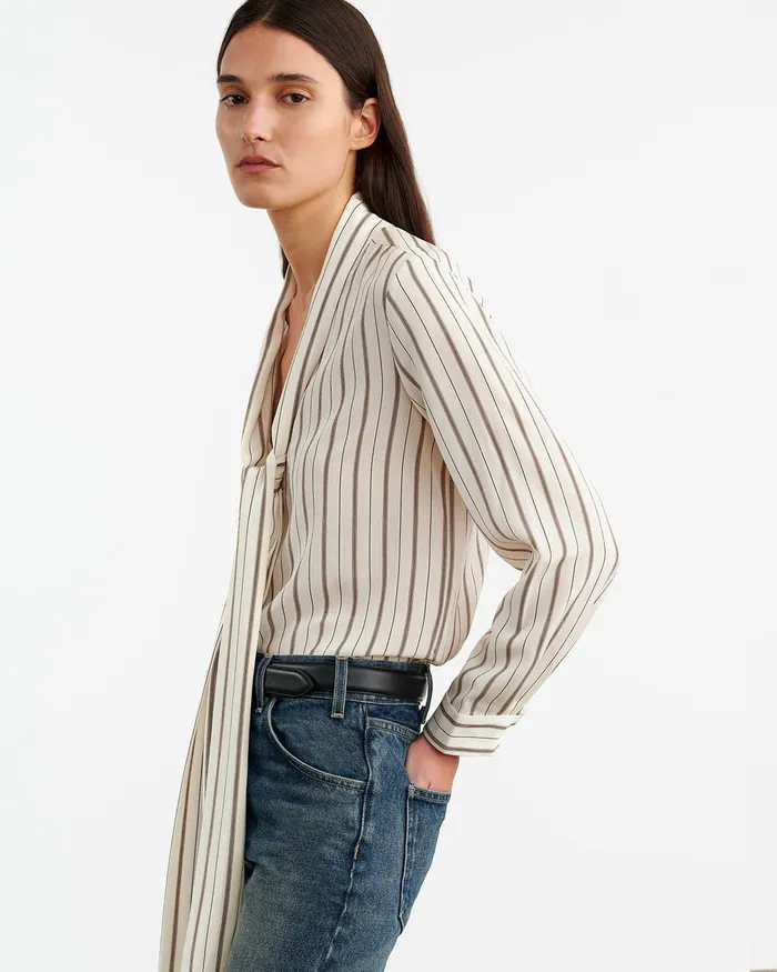 Tops Women ANGELIQUE SILK BLOUSE Brandy Stripes Nili Lotan