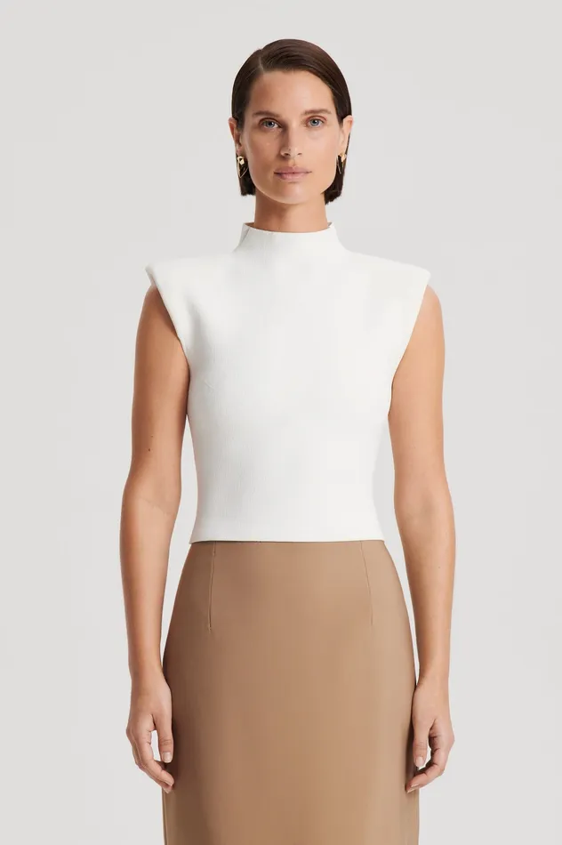 Tops Women Scanlan Theodore CREPE KNIT MILANO SLVLSS TOP CREAM