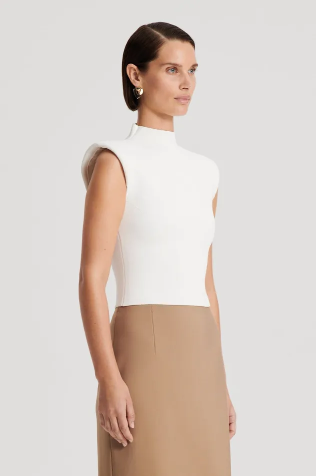 Tops Women Scanlan Theodore CREPE KNIT MILANO SLVLSS TOP CREAM