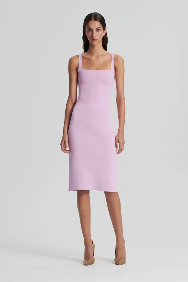 Tops Women Scanlan Theodore CREPE KNIT SQUARE CAMISOLE MAUVE