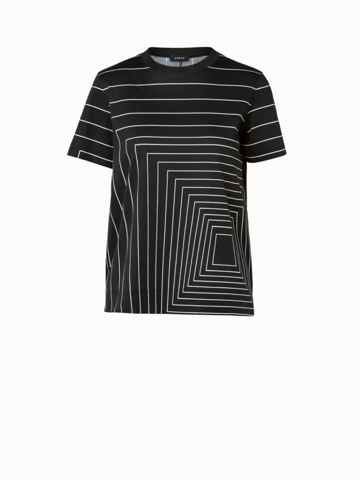 Trapezoid Square Print TShirt Blackecru Women Akris Tops