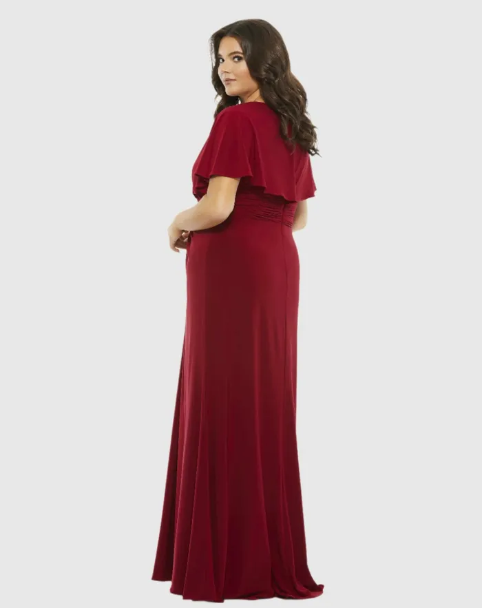 Twist Waist Jersey Gown Plus Deep Red Plus Size Dresses Mac Duggal Women