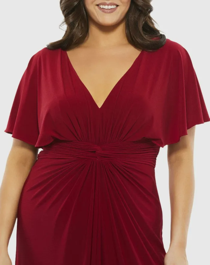 Twist Waist Jersey Gown Plus Deep Red Plus Size Dresses Mac Duggal Women