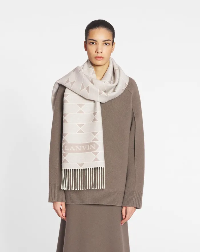 Twotone Wool Scarf Light Beigeecru Women Lanvin Silks and Scarves Twotone Wool Scarf Light Beigeecru Women Lanvin Silks and Scarves