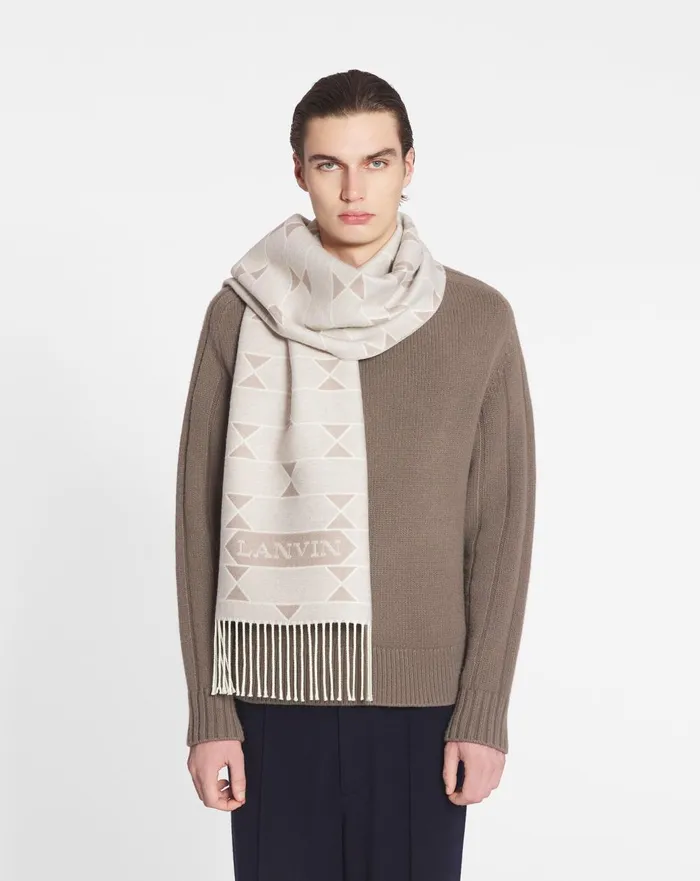 Twotone Wool Scarf Light Beigeecru Women Lanvin Silks and Scarves Twotone Wool Scarf Light Beigeecru Women Lanvin Silks and Scarves