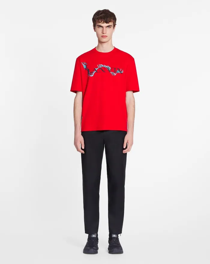 Unisex Dragon Print Loosefitting Tshirt Flame Men Lanvin Tshirts and Polos Unisex Dragon Print Loosefitting Tshirt Flame Men Lanvin Tshirts and Polos