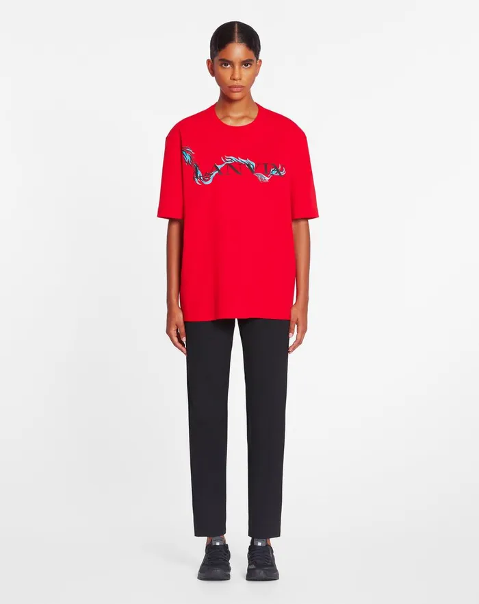 Unisex Dragon Print Loosefitting Tshirt Flame Men Lanvin Tshirts and Polos Unisex Dragon Print Loosefitting Tshirt Flame Men Lanvin Tshirts and Polos