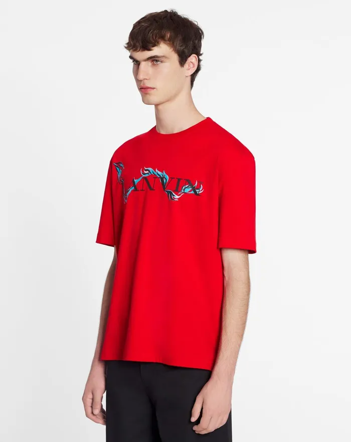 Unisex Dragon Print Loosefitting Tshirt Flame Men Lanvin Tshirts and Polos Unisex Dragon Print Loosefitting Tshirt Flame Men Lanvin Tshirts and Polos