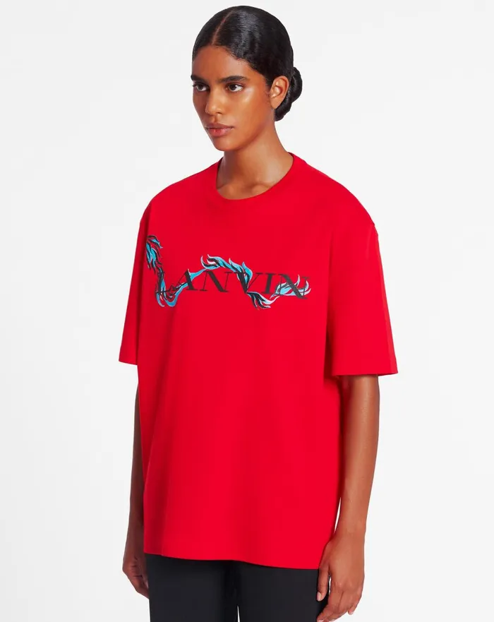 Unisex Dragon Print Loosefitting Tshirt Flame Men Lanvin Tshirts and Polos Unisex Dragon Print Loosefitting Tshirt Flame Men Lanvin Tshirts and Polos