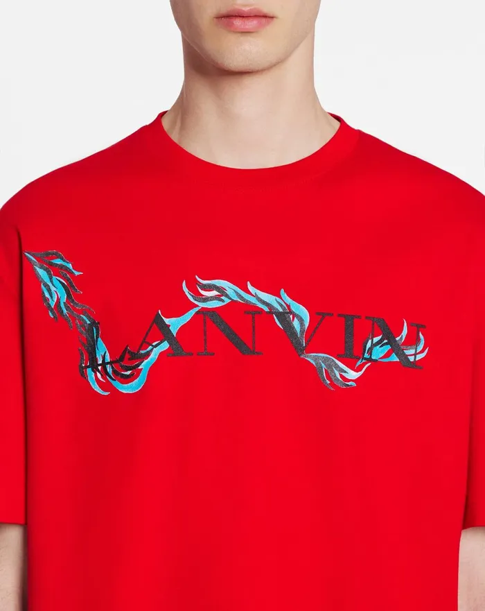 Unisex Dragon Print Loosefitting Tshirt Flame Men Lanvin Tshirts and Polos Unisex Dragon Print Loosefitting Tshirt Flame Men Lanvin Tshirts and Polos