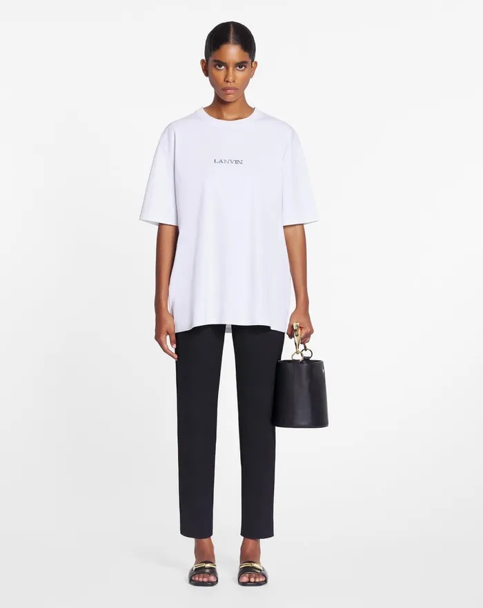 Unisex Lanvin Logo Classic Tshirt Optic White Men Lanvin Coats and Jackets