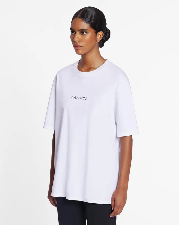 Unisex Lanvin Logo Classic Tshirt Optic White Men Lanvin Coats and Jackets