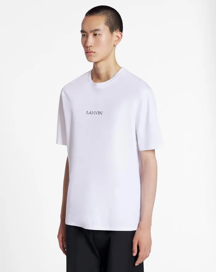 Unisex Lanvin Logo Classic Tshirt Optic White Men Lanvin Coats and Jackets