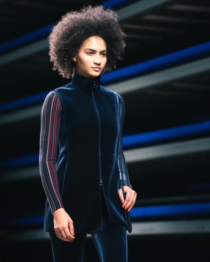 Velvet Neoprene Gilet Navy Women Akris Jackets