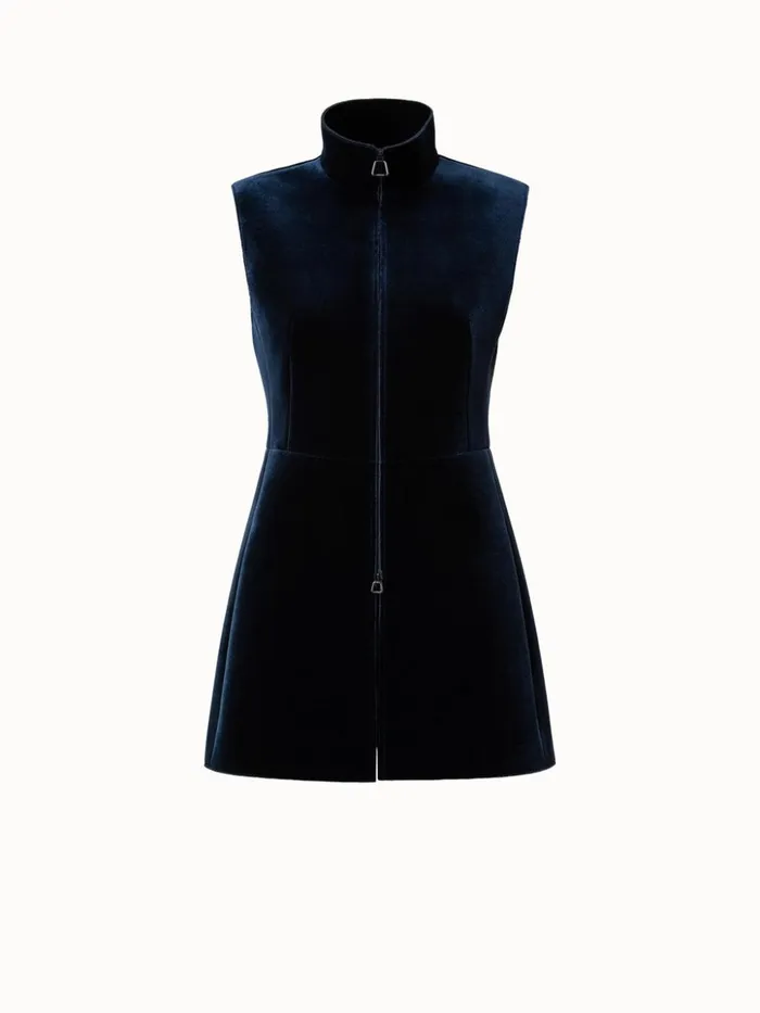 Velvet Neoprene Gilet Navy Women Akris Jackets
