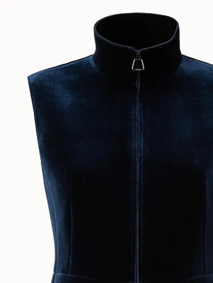 Velvet Neoprene Gilet Navy Women Akris Jackets