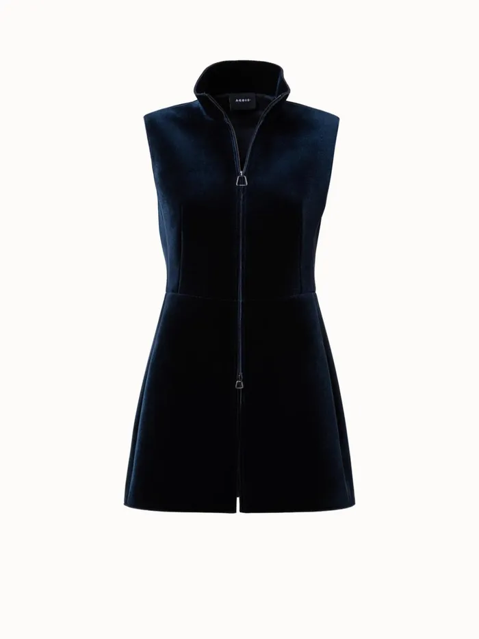 Velvet Neoprene Gilet Navy Women Akris Jackets