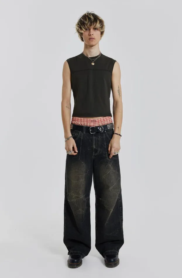 Vests Men Jaded London Khaki Slub Tank