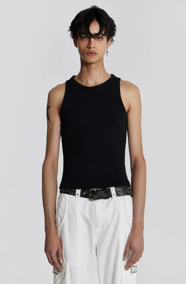 Vests Men Jaded London NTRLS Black Rib Vest