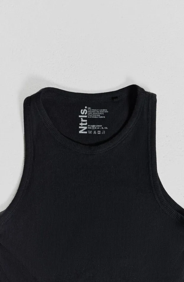 Vests Men Jaded London NTRLS Black Rib Vest
