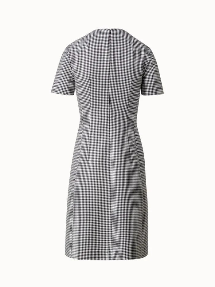 Vichy Pleated Sheath Dress In Wool DoubleFace Blackecru Women Akris Dresses