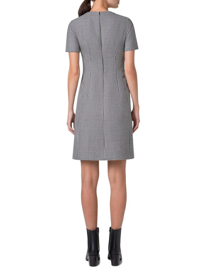 Vichy Pleated Sheath Dress In Wool DoubleFace Blackecru Women Akris Dresses
