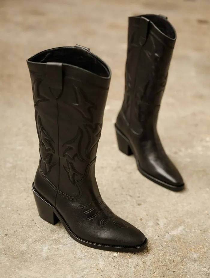 Vick Passion Black Women Bobbies Knee High Boots
