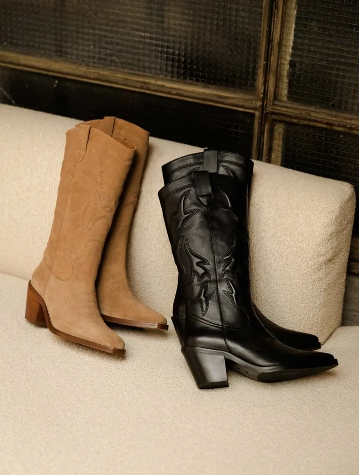 Vick Passion Black Women Bobbies Knee High Boots