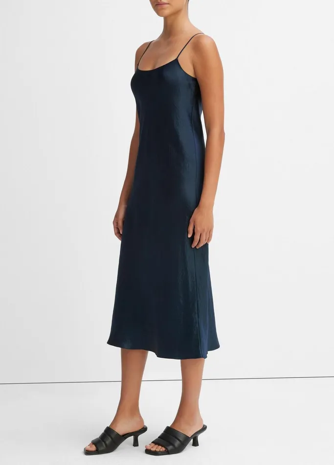 Vince Dresses Women Satin Slip Dress Coastal Blue