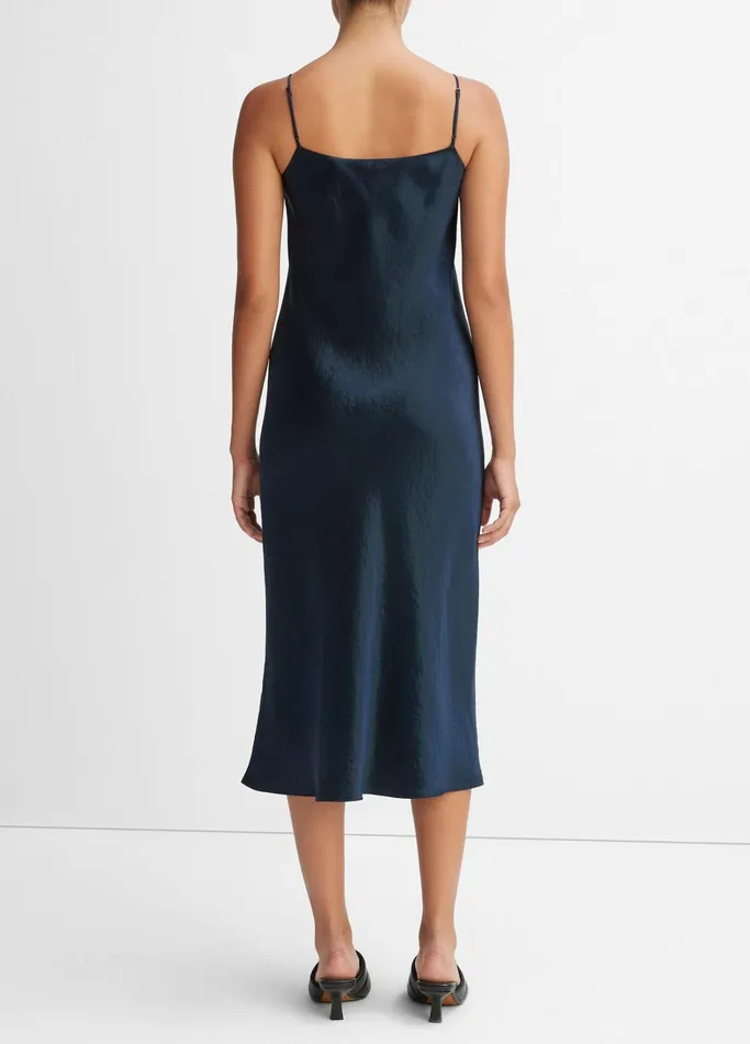 Vince Dresses Women Satin Slip Dress Coastal Blue