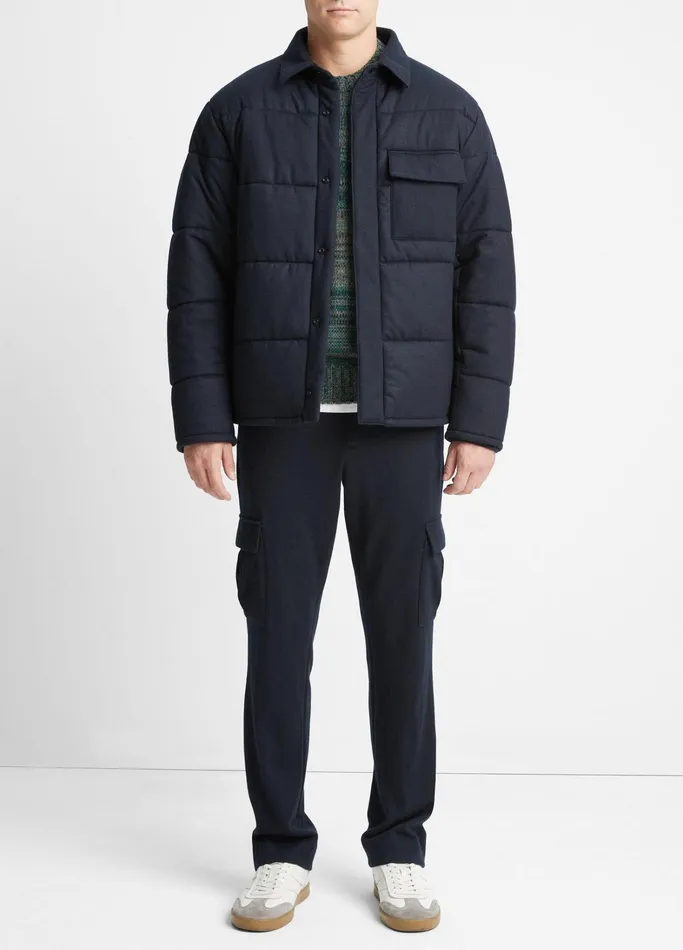 Vince Jackets and Outerwear Men Cozy Wool Quilted Jacket Coastal Blue