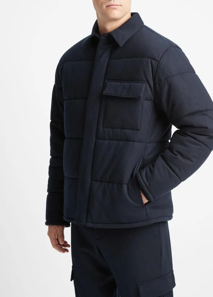 Vince Jackets and Outerwear Men Cozy Wool Quilted Jacket Coastal Blue