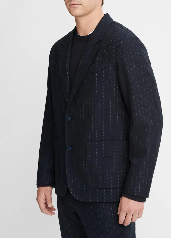 Vince Jackets and Outerwear Men Pinstripe Virgin WoolBlend Flannel Blazer Coastal Bluebone