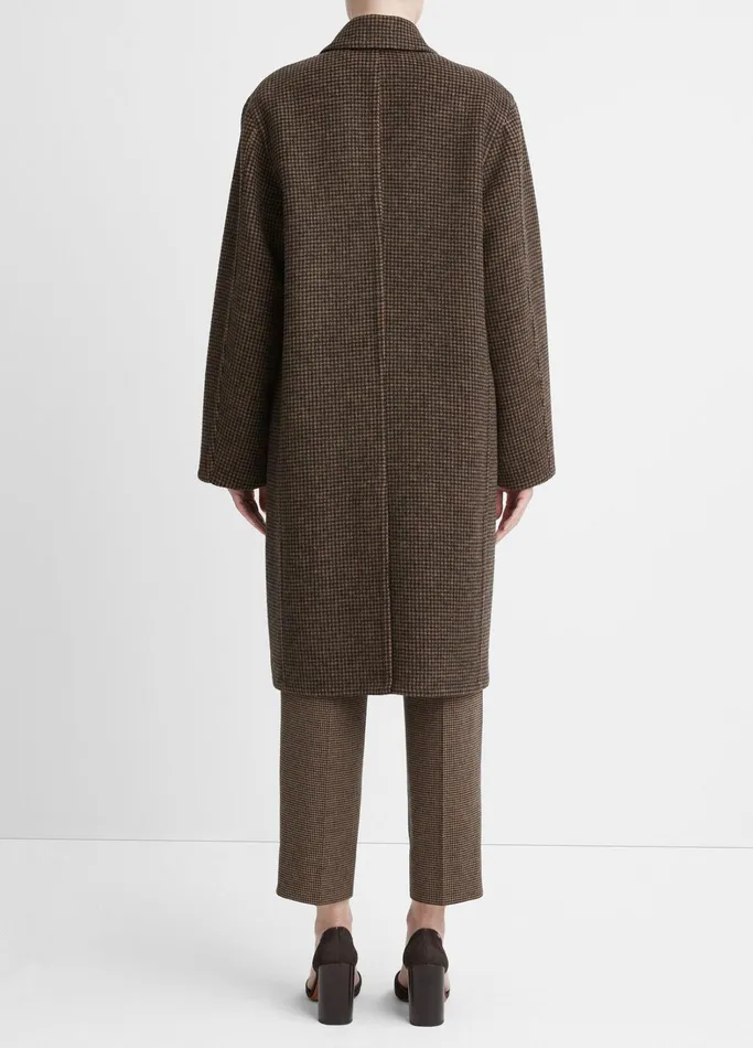 Vince Jackets and Outerwear Women Houndstooth Long Classic Coat Blackcamel