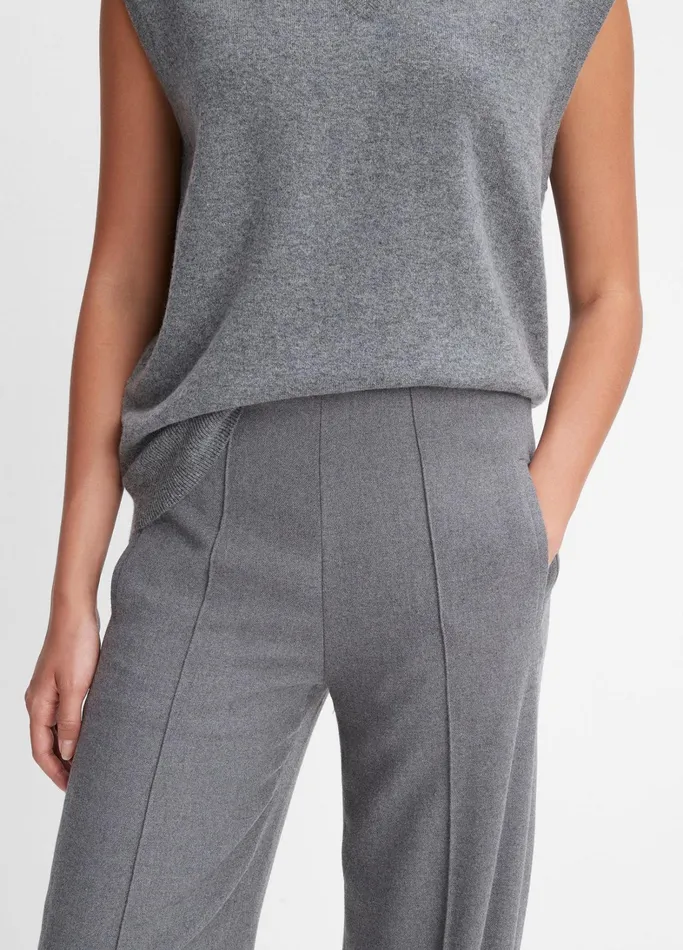 Vince Pants and Shorts Women Brushed Wool MidRise StraightLeg Pant Heather Flint