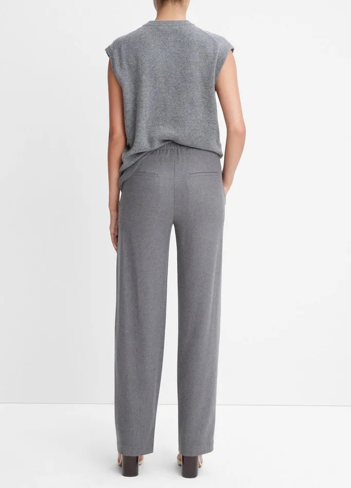 Vince Pants and Shorts Women Brushed Wool MidRise StraightLeg Pant Heather Flint